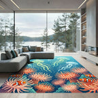 Whimsical Jellyfish and Coral Reef Scene Rug