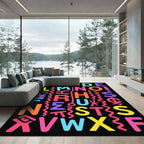 Vibrant Alphabet Composition Retro Rug