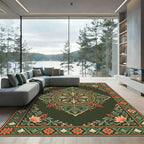 Ornate Botanical Medallion Sage Gold Flourish Rug
