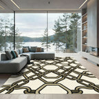 Brown Interlocking Chain Hexagon Rug