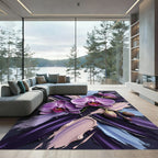 Purple Orchid Abstract Oil Paint Brushstroke Rug