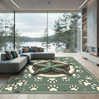 Distressed Sage Green Star Paw Emblem Rug