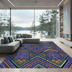 Geometric Multicolored Lattice Diamond Rug