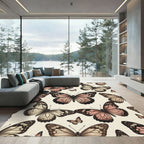 Vintage Blush Butterfly Garden Illustration Rug