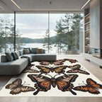 Whimsical Amber And Earth Tone Butterfly Garden Rug