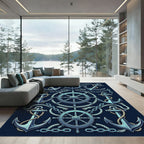 Classic Nautical Anchors Steering Wheels Chains Rug