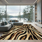 Earthy Brown Abstract Zebra Stripe Rug