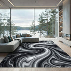 Monochromatic Swirl Paint Blend Rug
