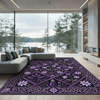 Dark Purple Floral Trellis Aubergine Rug