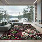 Dark Botanical Garden Diamond Tile Rug