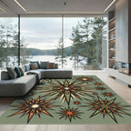 Sage Green Celestial Geometric Star Array Rug