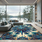 Cerulean Starburst Geometric Medallion Rug