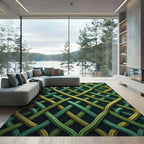 Interlocking Sage and Olive Woven Texture Rug