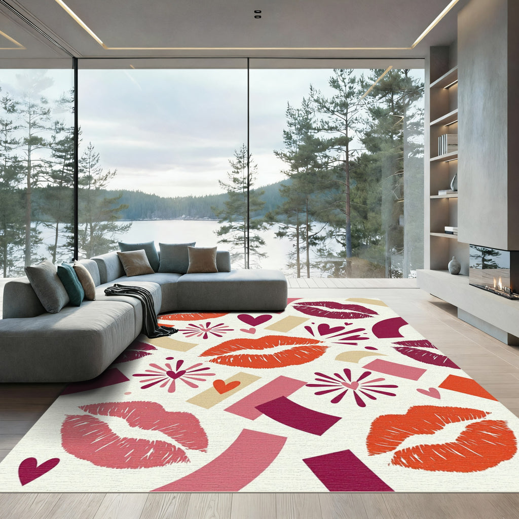Kiss Heart Bloomy Abstract Arrangement Rug