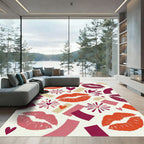 Kiss Heart Bloomy Abstract Arrangement Rug