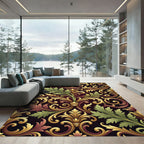 Ornate Gold Green Acanthus Flourish Rug
