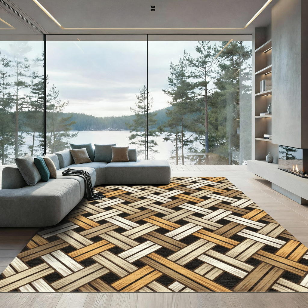 Woven Earthy Texture Herringbone Rug