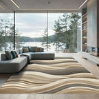 Neutral Abstract Wavy Flowing Lines Rug