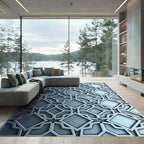 Cool Gray Geometric Lattice Rug