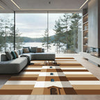 Minimalist Nautical Lighthouse Earthy Tone Rug