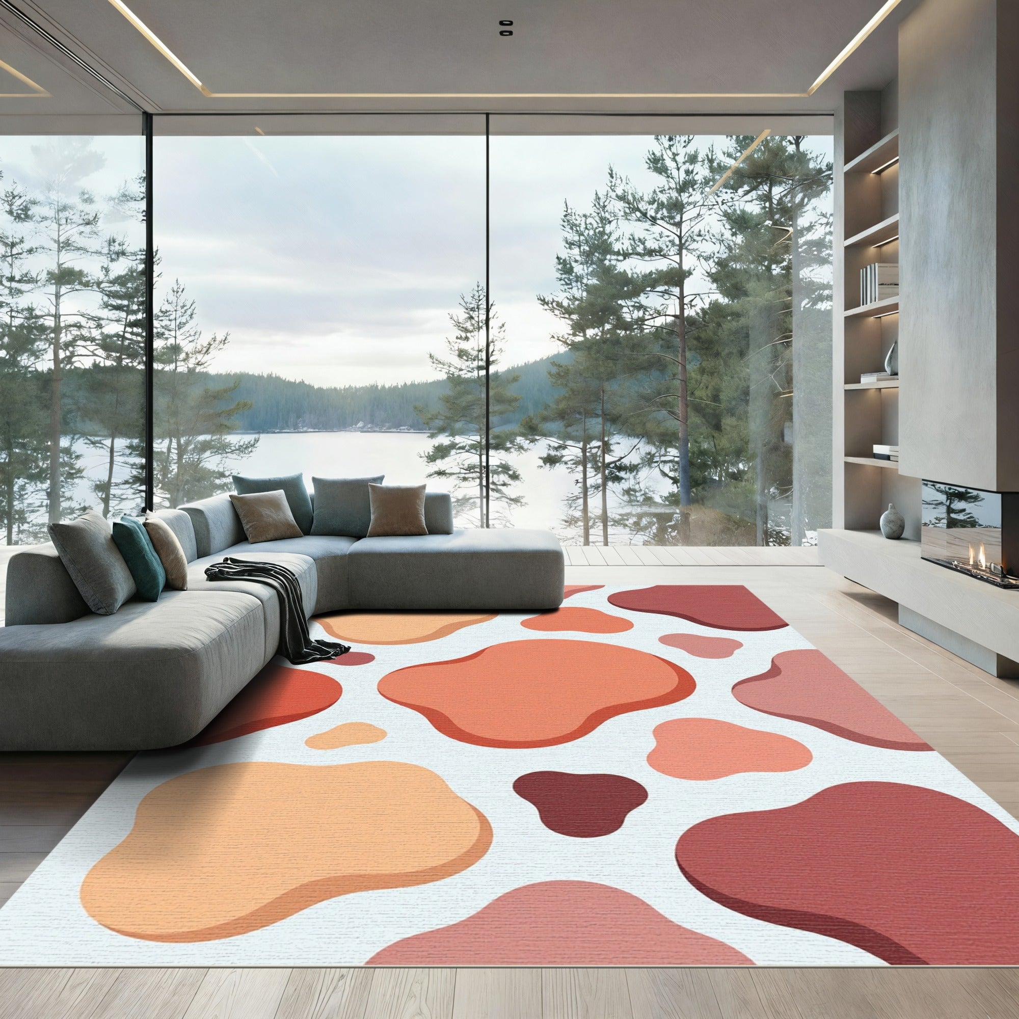 Earth Tone Blob Abstract Rug