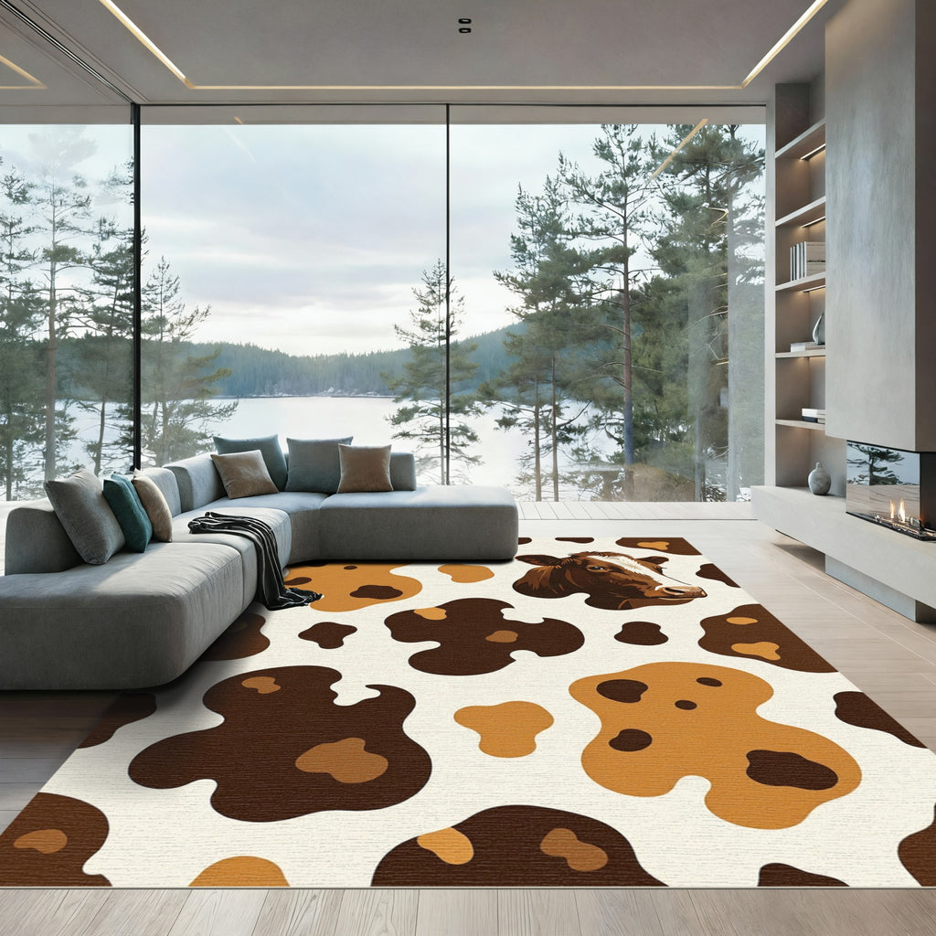 Brown Dairy Cow Spot Landscape Rug