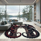 Gothic Dual Dragon Crimson Obsidian Arch Rug