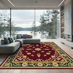 Deep Red Floral Vine Garden Rug