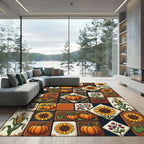 Rustic Harvest Autumn Tile Grid Rug