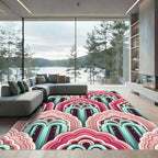 Pink Teal Layered Arches Rug