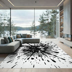 Monochromatic Abstract Black Ink Splash Rug