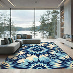 Celestial Blue Starburst Abstract Medallion Rug