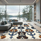 Nautical Dog Captain Anchor Cream Rug