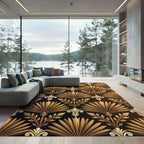 Gold Art Deco Fan Foliage Rug