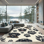 Playful Puppy Paw Cream Accent Rug