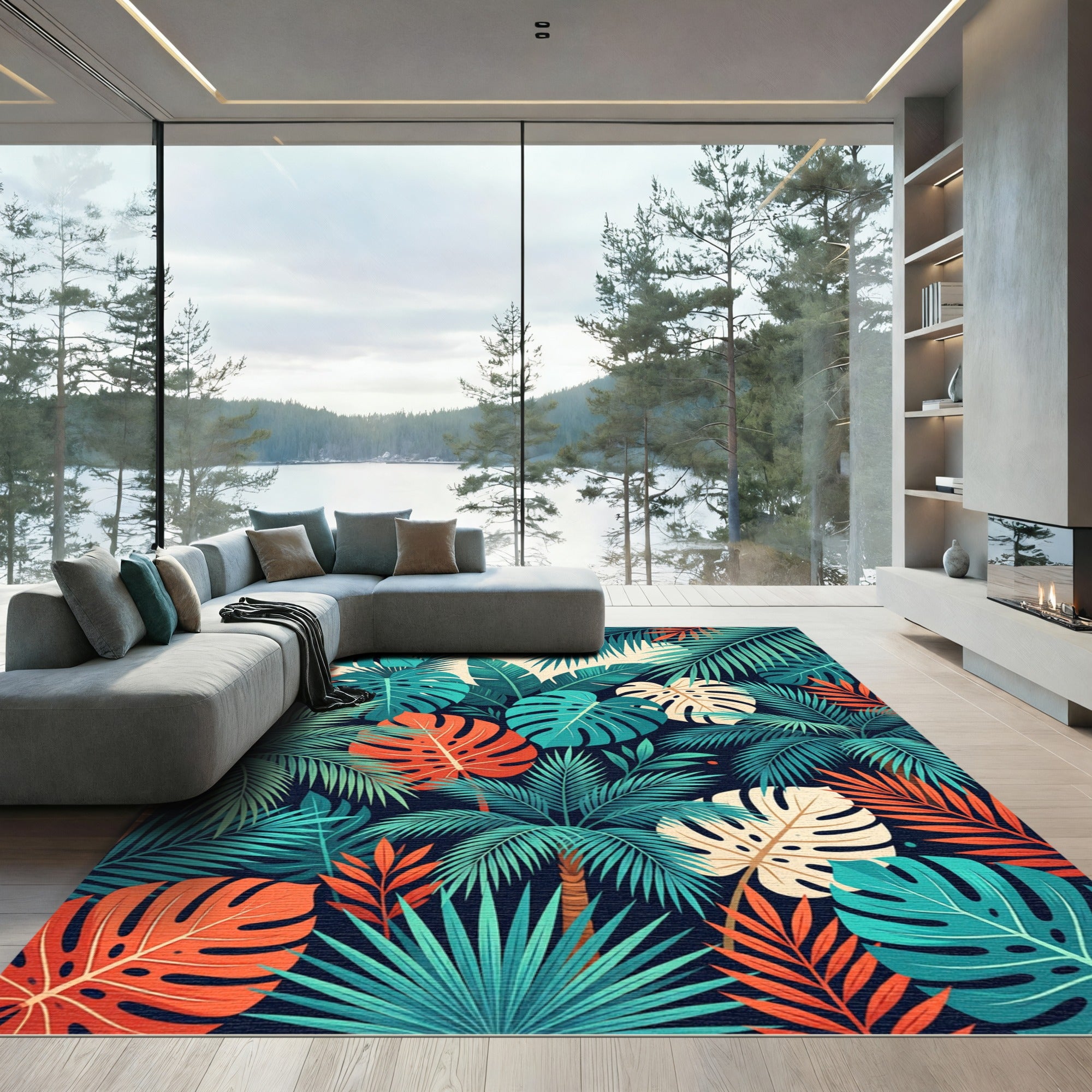 Lush Tropical Foliage With Vibrant Leaves Rug