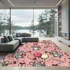 Whimsical Pink Party Mouse Celebration Rug