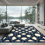 Navy Nautical Rope Grid Lattice Rug