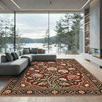 Crimson Floral Arch Garden Rug
