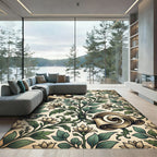Vintage Botanical Scroll Floral Art Rug