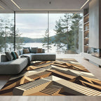 Geometric Mountain Staircase Abstract Rug