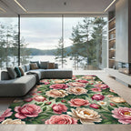Pink Rose Garden Floral Collage Rug