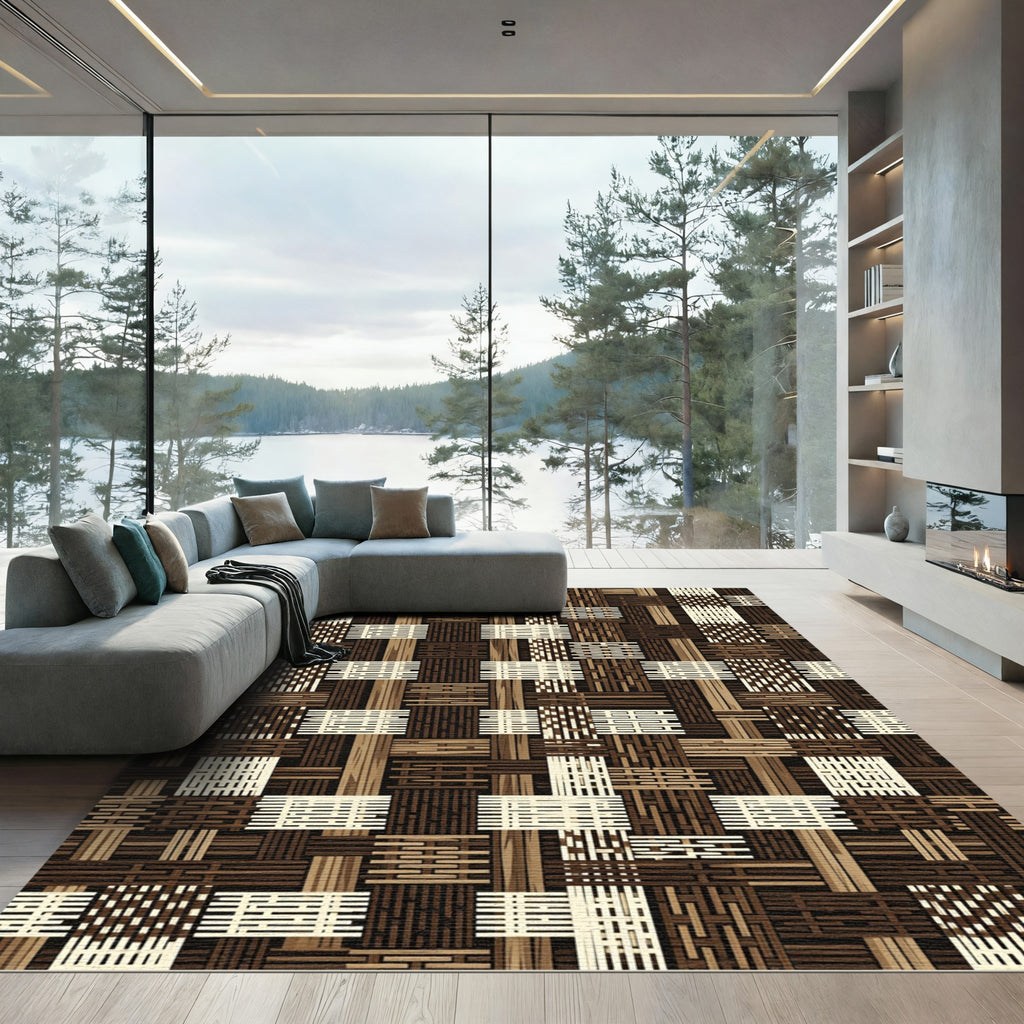 Wood Weave Patchwork Composition Rug