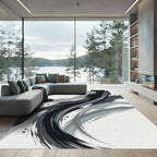 Monochromatic Swirl Abstract Brushstrokes Rug