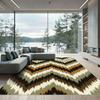 Earthy Chevron Zigzag Olive Brown Rug