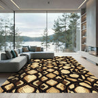 Luxurious Beige and Ebony Serpent Skin Rug