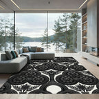 Ornate Black Floral Archway Rug