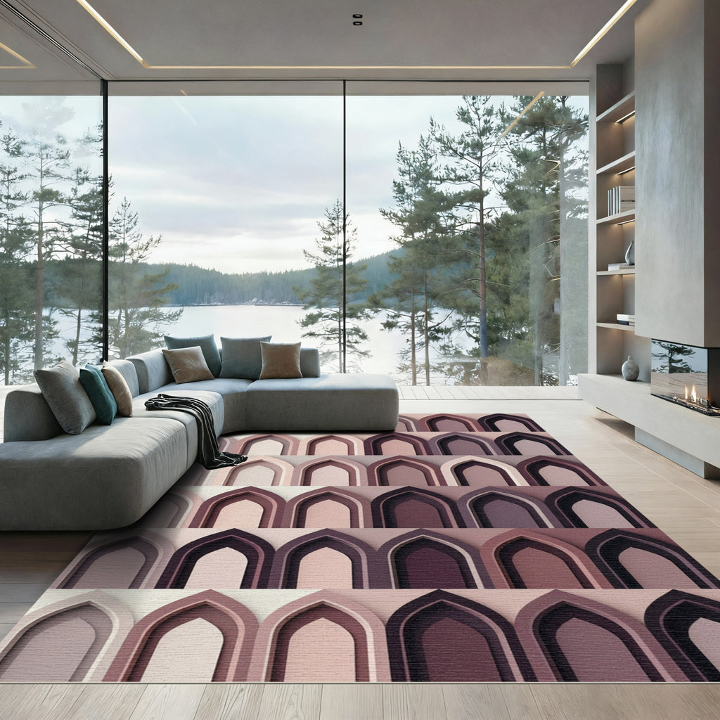 Archway Gradient Mauve Geometric Tile Rug