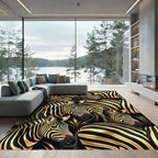 Luxurious Black Gold Zebra Herd Rug