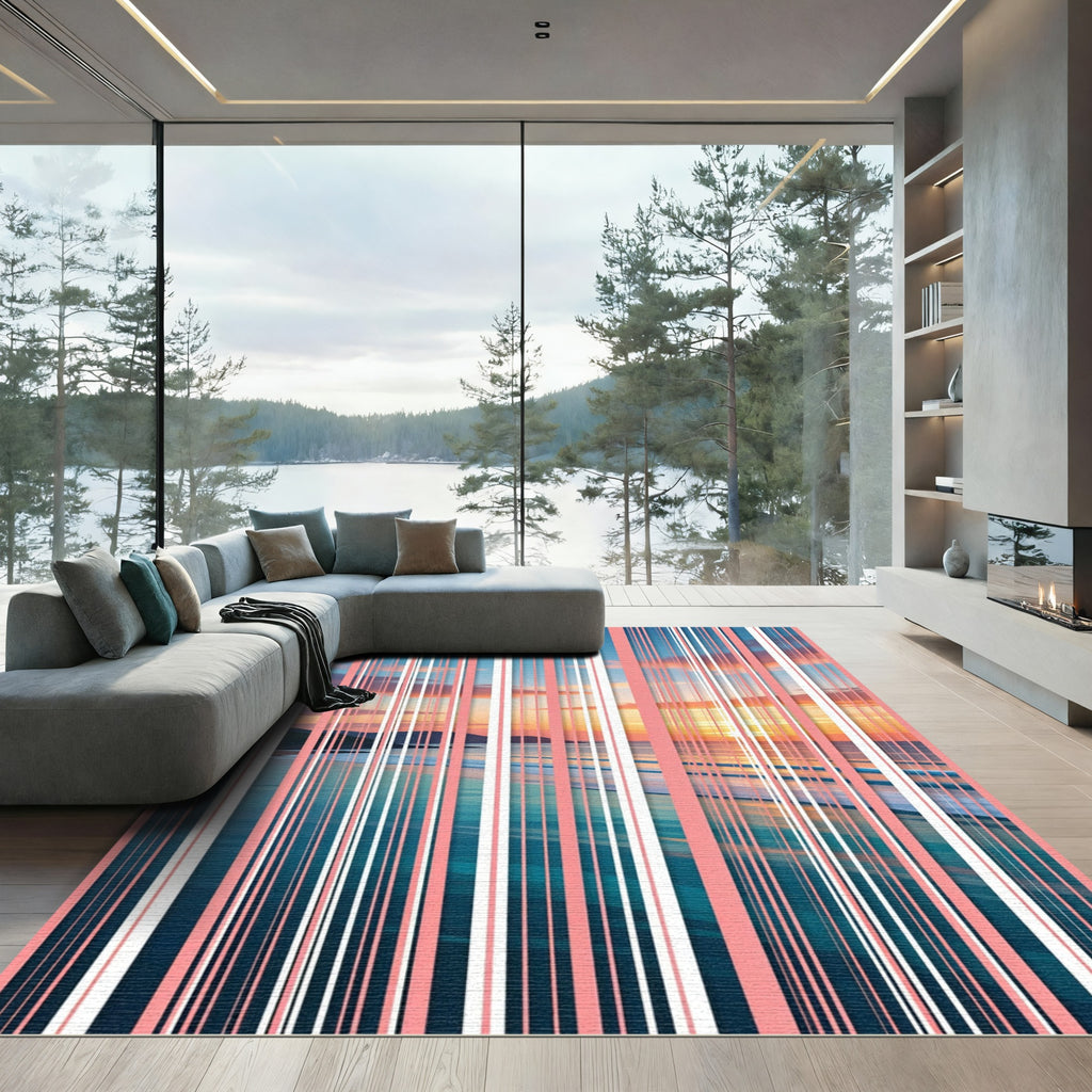 Sunset Horizon Vertical Stripe Landscape Rug